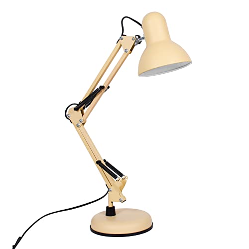 BEL AIR HOME - Lámpara de Escritorio LED Articulada Flexo Antigona | Diseño Vintage Retro | Altura Ajustable 34-67 cm | Metal Resistente | Ideal para Oficina y Hogar, (AMARILLO MATE)