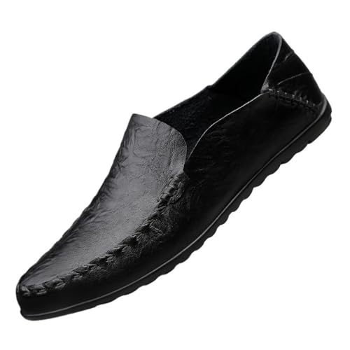 PU Leather Loafer Shoes Mens Round Toe Flat Heel Lightweight Comfortable Prom Slip-on