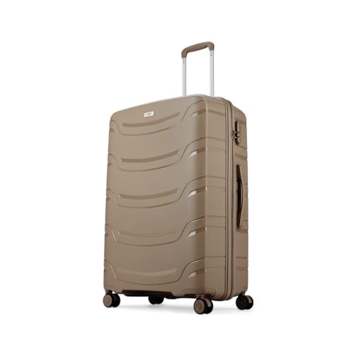 Image of Skybags Cabin Curve Set of 3 Hard Luggage (+Medium+Large) | Polypropylene Luggage Trolley with 8 Spinner Wheels| Beige | Unisex - 76 Cm