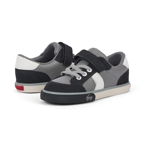 See Kai Run Connor Sneakers - Casual Play Shoes for Everyday Wear - Gray/Black, Toddler 5