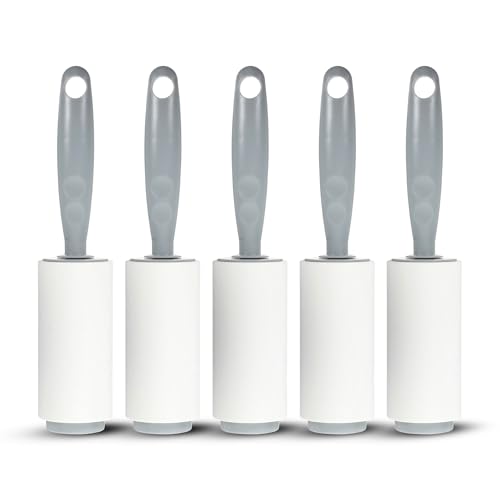 PURANEX Extra Sticky Lint Roller with Upgraded Non-Slip Handle, Easy Tear Sheets, 150 Sheets (5-Pack), Removes Pet Hair, Lint, Dust, and Debris