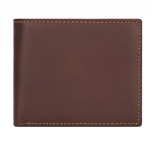 Men's Real Leather Wallet Slim Bifold RFID Blocking Small Credit Card Pockets ID Window(brown)4