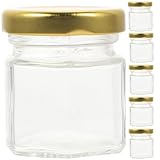 Adorainbow 6pcs 60ml Hexagonal Glass Jam Storage Bottles with Lids Sealed Honey Jars for Kitchen and Multi-use