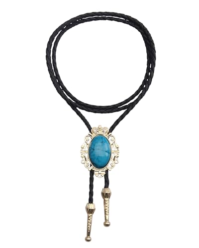 Image of GelConnie Native American Bolo Tie Rodeo Cowboy Leather Necktie Western Necklace Costume Accessories for Men,Women
