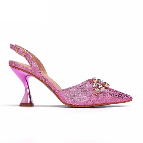 Womens Italian Style Crystal Embellished Evening Shoes and Bag Set Luxury High Heels for Formal Dinners and4