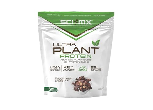 SCI-MX Ultra Plant - Chocolate Hazelnut Flavour Vegan Protein Powder Blend + Vitamin B Compex - Muscle Growth & Maintenance - Low Sugar Non-GMO - 900g (20 servings) 34g protein per serving