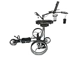 INSANITY GOLF New Model Electric Golf Trolley/Cart with Remote Control and Seat, Aluminum Frame, Lithium-Ion Battery, Slope Control and Active Steer Assist -Black cart & Silver Wheels