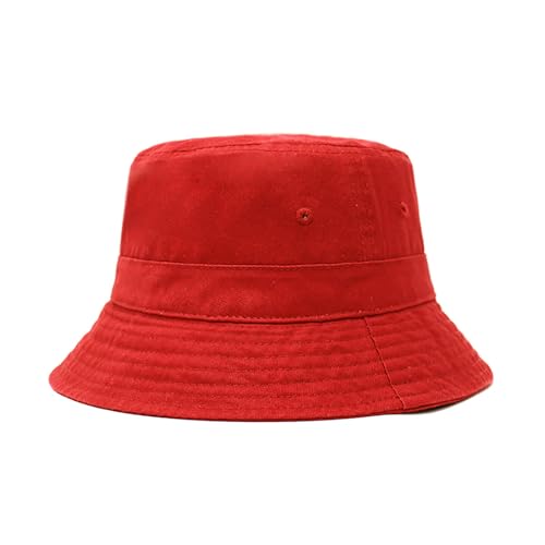 Hot Summer Bucket Hat - Trendy Cotton Sun Hat for Beach Golf Fishing - Fun Outdoor Vacation Boonie for Men and Women (Red)