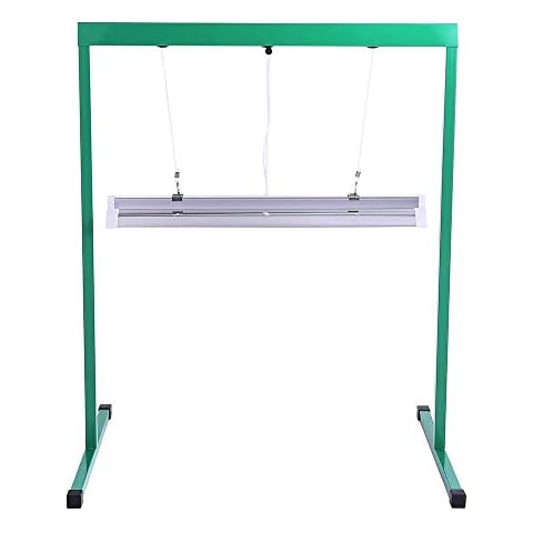 iPower GLT5XX2 24W 2 Feet T5 Fluorescent Grow Light System with Stand Rack for Plant Seed Starting, 6400K, Green Cover