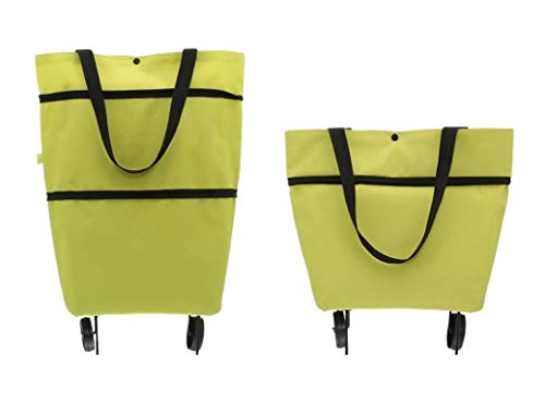 HUKITECH - Carro de la compra con ruedas y apoyos (plegable, impermeable, plegable, impermeable), color verde