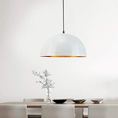 Lámpara colgante de aluminio Pantalla blanca Lámpara colgante Araña de metal Única llama Altura ajustable en el dormitorio Lámpara de techo Sala de estar Cocina Comedor Lámpara de mesa Toma E27