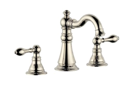 Derengge 8 Inch Widespread Bathroom Faucet Polished Nickel Bathroom Sink Faucet with Pop up Drain Two Handle High Arc Lavatory Bathroom Faucet F-8805-PN