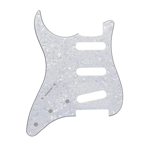 エレキギターのピックガード 左利き用ギターピックガード ST SSS 11穴スクラッチプレート(White Pearl)