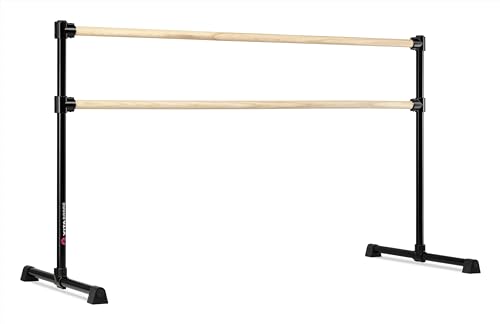 VITA Barre Portable Freestanding Double Ballet Barre, Extreme, 6 Ft Bars, Black, Wood | Fixed Height, Made in USA, Home or Gym Exercise Equipment for Kids & Adults | Dance, Fitness, Pilates