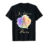 Je t'aime. Esta bonita camiseta de París con efecto acuarela es perfecta para cualquier persona que ama visitar Francia, especialmente París, o simplemente ama la cultura parisina