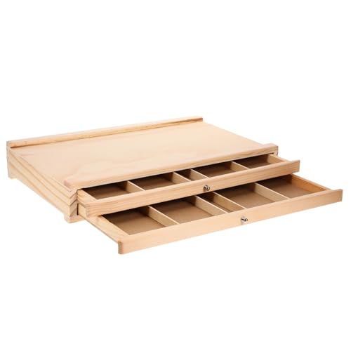 ULDIGI Artists' Paint Brush Storage Holder Desktop Pen Organizer Caddy Wood Organizer Bin Paintbrush Drawer Wall Storage