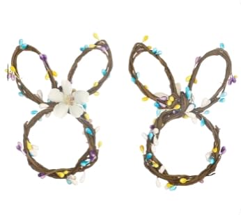 Servilleteros de conejo de Pascua, diseño decorativo de corona con flores, juego de 2 (flores, mediano)