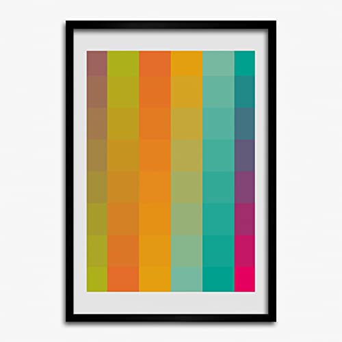 Cadre en bois Tulup 50x70 cm d'une finition irréprochable carrés colorés