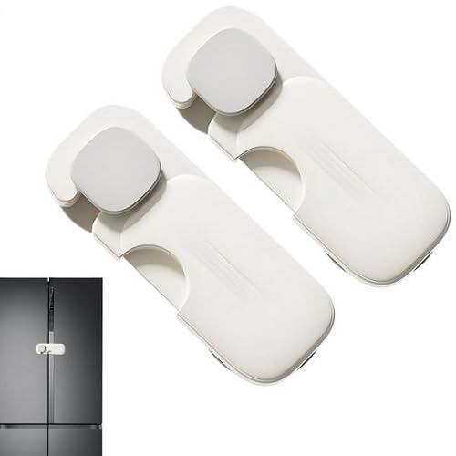 2個 子供用 冷蔵庫ロック、冷蔵庫 チャイルドロック、引き出し ロック キャビネットロック 冷蔵庫 ベビーガード、地震対策 簡単取り付け 工具やドリル不要、家具引き出し・暖炉・食器棚・冷蔵庫・浴室・オーブン・窓用幼児セキュリティラッチ