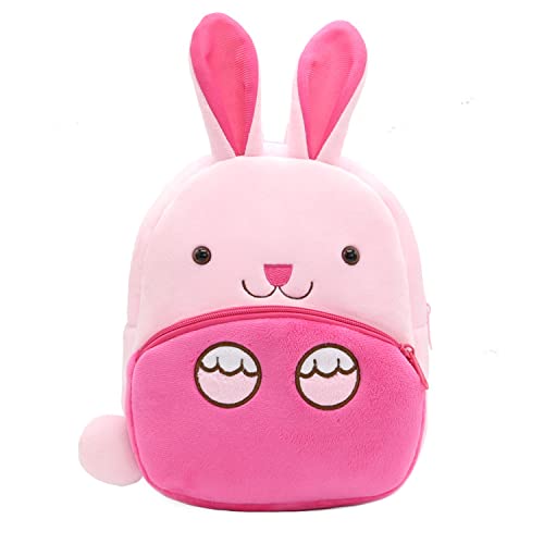 WUUDWALK Mochila de animales de dibujos animados, mochila para niños pequeños, mochila de animales del zoológico, bonita bolsa de felpa para niños de 2 a 5 años, Conejo, Talla única Cover