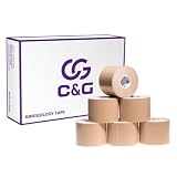 C&G キネシオロジーテープ 50mm × 5m 6巻入 マラソン 膝 足首 手首 ふくらはぎ 足裏