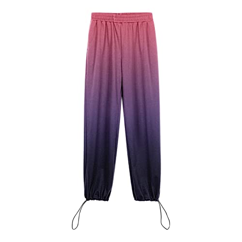 LULER Modieuze broek voor dames, casual, met kleurverloop, onderbroek, joggingbroek, zakken, hoge taille, sportief, sportschool, atletische pasvorm, joggingbroek, loungebroek, wandelbroek voor dames, korte maat - Afbeelding 7