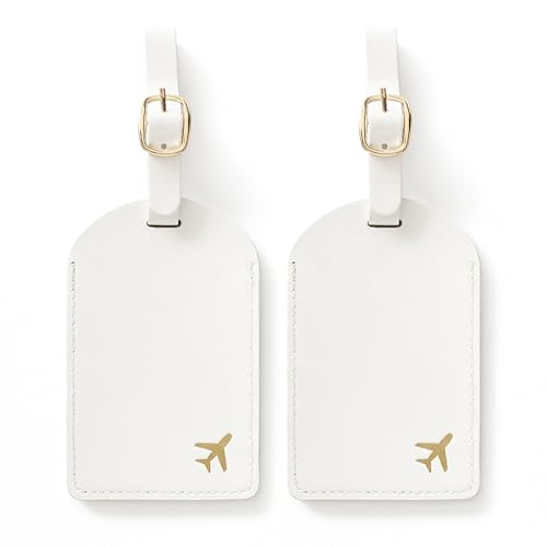 Luggage Tags for Suitcases, PU Leather Travel Tags for Luggage.(Cream)