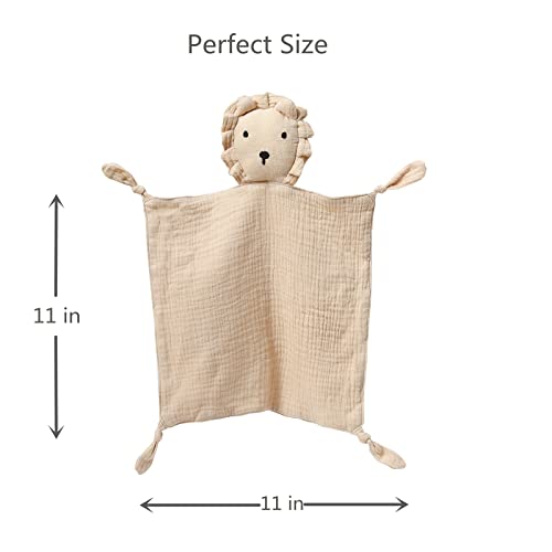 Image of insular Lovey Blanket for Boys and Girls, Organic Cotton Muslin Security Blanket for Babies, Soft Breathable Lovie Soothing Towel for Newborn and Infant, 2 Pcs Set (Beige&Khaki)