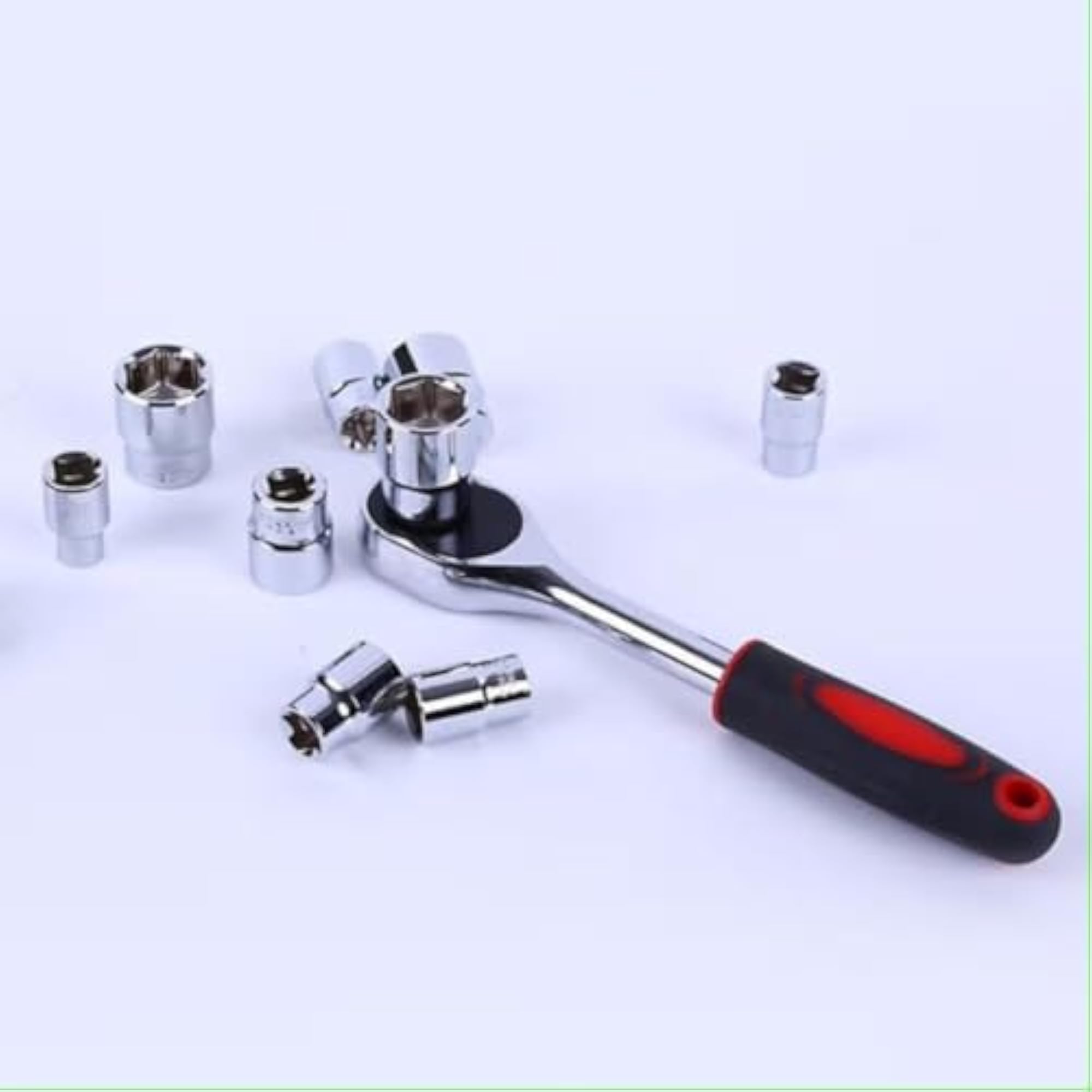 12 Pcs Heavy Duty Socket Wrench Set with Ratchet Handle