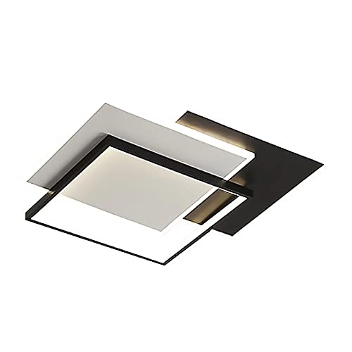 Lámpara de techo regulable, 40 W, 3200 lm, lámpara de techo de montaje empotrado negro con control remoto, acrílico cuadrado cerca del techo, accesorios de iluminación para dormitorio, sala de estar Cover