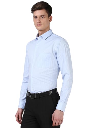 Image of Peter England Men Polycotton Premium Wonder Fabric Slim Fit Full Sleeve Striped Formal Shirt