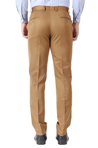 Image of MALENO Men's Slub Effect Solid Trouser | Classic Slim Fit Formal Trousers for Men | Slim Fit Trousers for Men