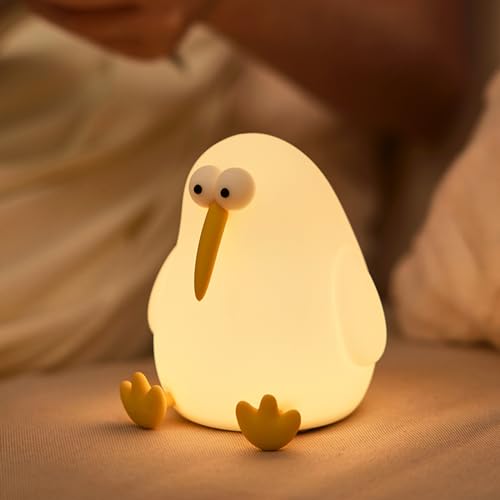 Image of YEEFIGRO Cute Night Light for Kids,Animal Nightlight,LED Squishy Kiwibird Night Light Lamp,Rechargeable 3 Level Dimmable Silicone Nursery Toddler Night Light,Cute Stuff for Baby,Children,Toddlers