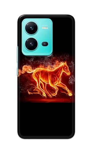 Image of Plastic Printfidaa Printed Hard Back Cover Case For Vivo V25 Back Cover (Fiery Horse) -112, Multicolor