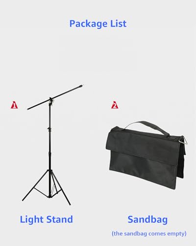 Amaran Aluminum Light Stand, 9.2ft/2.8m Adjustable Photography Stand with Boom Arm,Sandbag, 1/4" Screw for Softbox, Studio Light, Flash, Umbrella, Ring Light,Camera, Max Load 5kg
