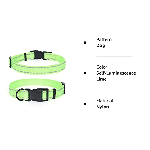 Mile High Life Nylon Dog Collars | Reflective Puppy Collar W Fluorescence Self-Luminescence Strap | Lime Green Dog Collar For Small Dog (S) #TOP6