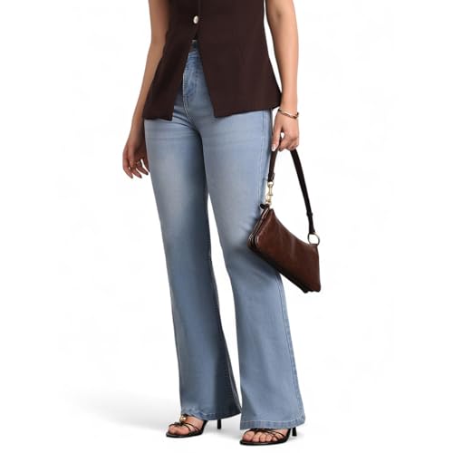 Image of Urbano Fashion Women's Mid Rise Bootcut Washed Jeans Stretchable