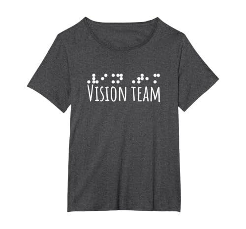 Vision Team PVI Visual Braille Unisex Men Women School T-Shirt, Women's Plus, Dark Heather Grey, 6X