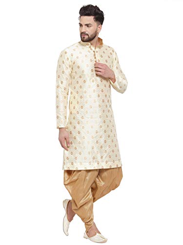 Image of Larwa Men's Cotton Silk Kurta And Salwar Dhoti Set