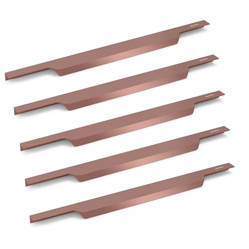 Image of Plantex Profile Handle for Kitchen Cabinet /18 Inch Aluminium Drawer Profile Handle /Wardrobe Pull Handle for Home /Office /Hotel - Pack of 5 (Rose Gold)
