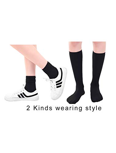 Image of uxcell Women Elastic Selvedge Cuffs Sheer Nylon Crew Socks 2 Pairs