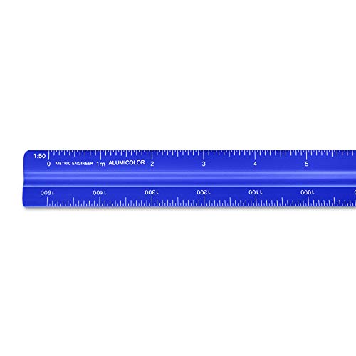 Image of Alumicolor Aluminum Engineer Metric Solid Drafting Scale, 30 Centimeter, Blue