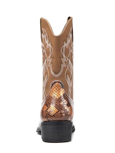 Image of Python Manning Men's Boots Cowboy for Men Classic Pointed Toe Western Pull Up Snakeskin Embroidered Mid-Calf Boots