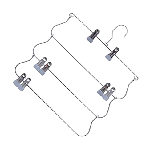 Healifty Multilayers Metal Hanger with Swing Arm Foldable Clothes Organizer for Pants Skirts Jeans and Scarves Design for Closet Wardrobe Storage Silver