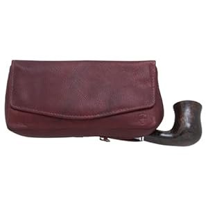 Mitchell Thomas Antique Brown Leather Combination Tobacco Pouch Holds 1 Pipe – 9317