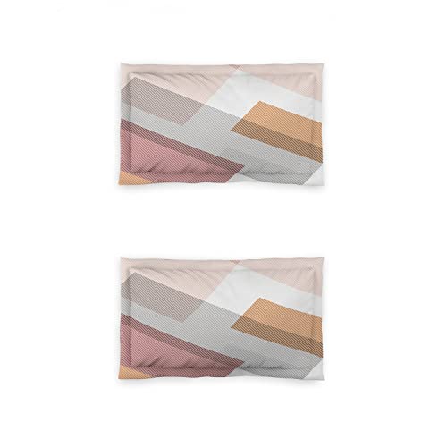Image of DDECOR - Pack of 1 Titanium Geometric Cotton Double Bedsheet with 2 Pillow Covers - Red