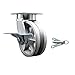 Kingpinless V Groove Semi Steel Swivel Top Plate Caster w/6" x 2" Silver Wheel & Side Lck Brake and Bolt on Swivel Lock - 1200 lbs Capacity/Caster - Service Caster Brand