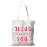 TNDEA Jesus Pink Bible Canvas Tote Bag Gifts for Mom Female Coworker Sister,Reusable Canvas Cute Shoulder Bag for Grocery, Shopping, Beach & Daily Use