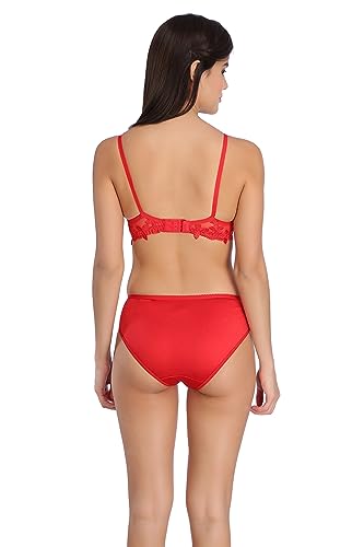 Image of Tipsy Women's Net Lace Non Padded Non Wired Bra Panty Set