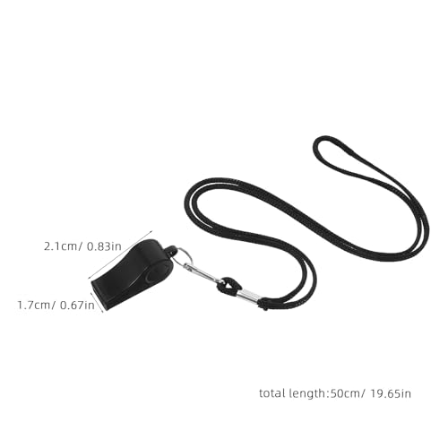 10 silbatos de plástico negros con cordón para árbitros y entrenadores miniatura 2